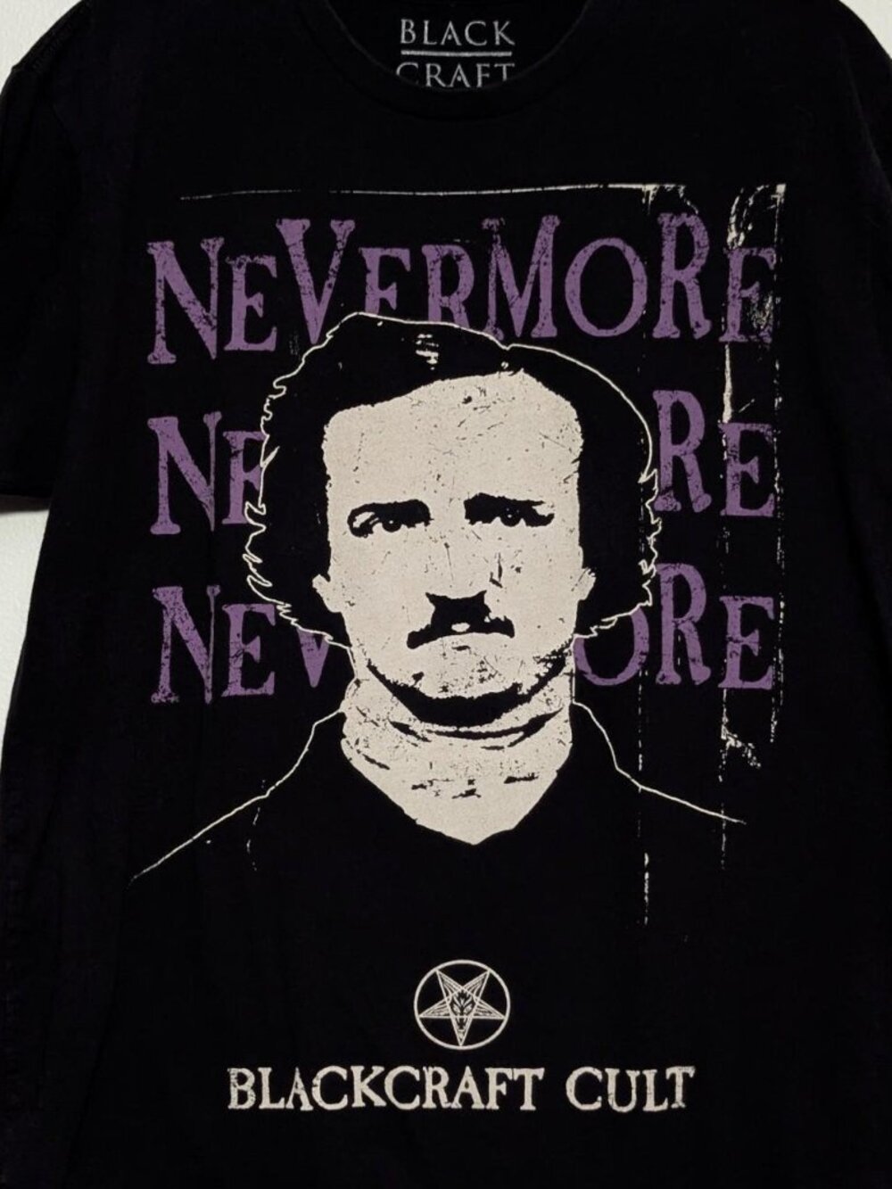 BlackCraft Cult Edgar Allan Poe Nevermore Gothic Graphic Tee Black Large